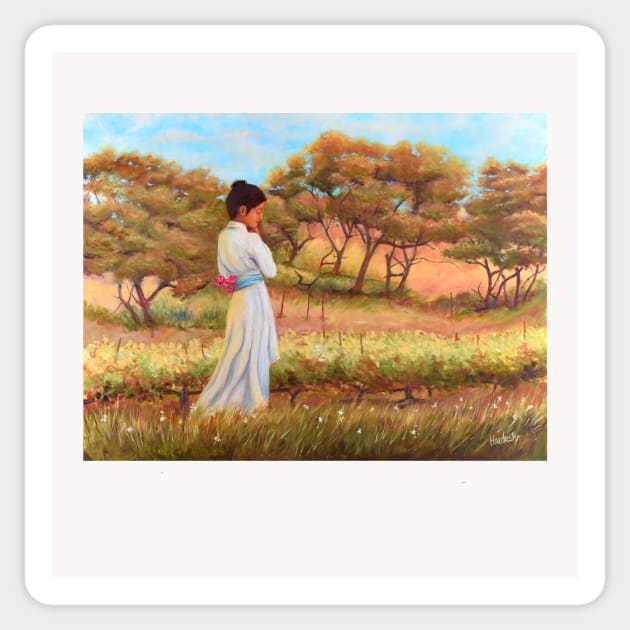 Sonoma Valley California wine lover vineyard woman walking Sticker by Fantasyart123